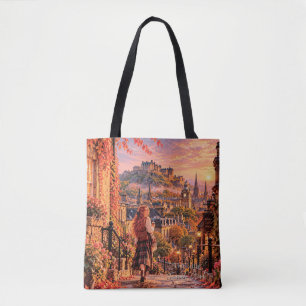 Bolsa Tote A Pequena Garota Viajante Castelo de Edimburgo Omb