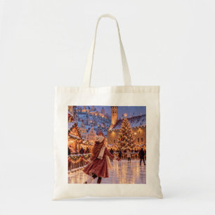 Bolsa Tote A Pequena Menina Viajante Tallinn Natal Canvas 