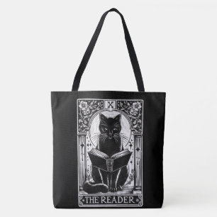 Bolsa Tote A Placa de Tarot de Gato Preto do Leitor