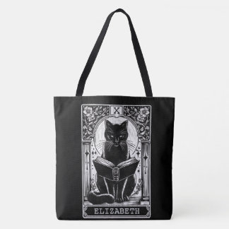Bolsa Tote A Placa de Tarot de Gato Preto do Leitor