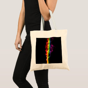 Bolsa Tote A pluma de energia arco-íris de SlipperyJoe captur