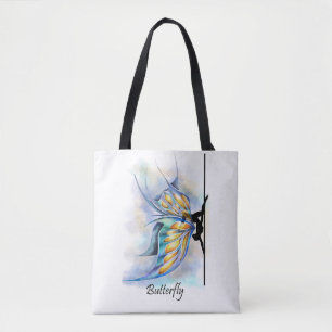 Bolsa Tote A pose da borboleta da dança de Pólo com borbole