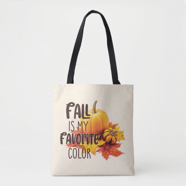 Bolsa Tote A Queda É A Minha Cor Favorita - Pumpkins & Folhas (Frente)