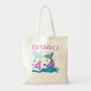 Bolsa Tote A Sereia Da Garota Do Quarto Aniversário Tem 4 Ano