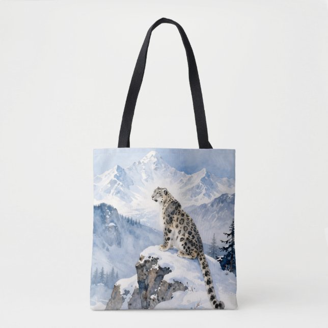 Bolsa Tote A Snow Leopard on Snowy Peak (Frente)