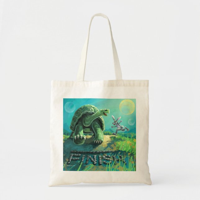 Bolsa Tote A Tartaruga e a Linha de Fim da Lebre (Frente)