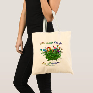 Bolsa Tote A Terra Ri Em Citação Inspiracional De Flores