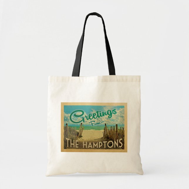 Bolsa Tote A Viagens vintage de Hamptons Beach (Frente)