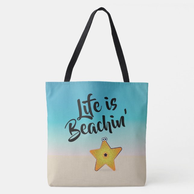 Bolsa Tote A vida é Beachin' Starfish (Frente)