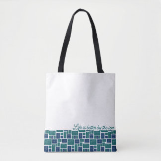 Bolsa Tote A Vida é Melhor À Beira-Mar Padrão de Peixes Coste
