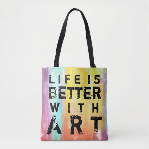 Bolsa Tote A Vida É Melhor Com A Arte De Fundo Colorido