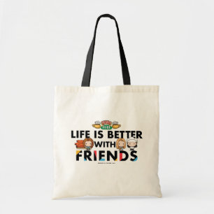 Bolsa Tote A Vida é Melhor com AMIGOS™ Arte Chibi