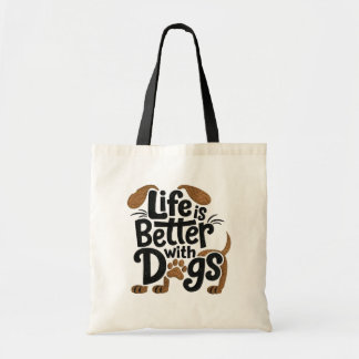 Bolsa Tote A vida é melhor com cães