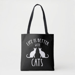 Bolsa Tote A Vida É Melhor Com Gatos