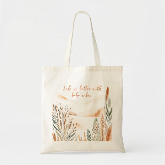 Bolsa Tote A vida é melhor com o Boho Vibes Mínimalista Tote