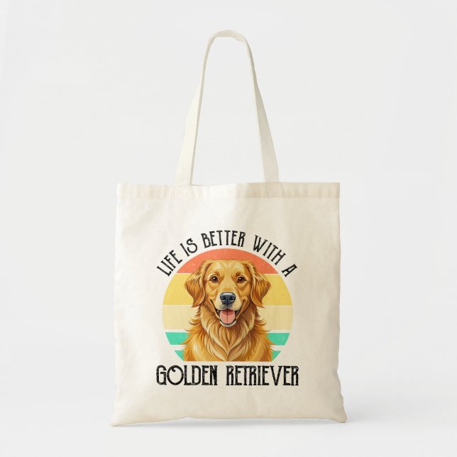 Bolsa Tote A Vida é Melhor Com Um Golden Retriever (Frente)