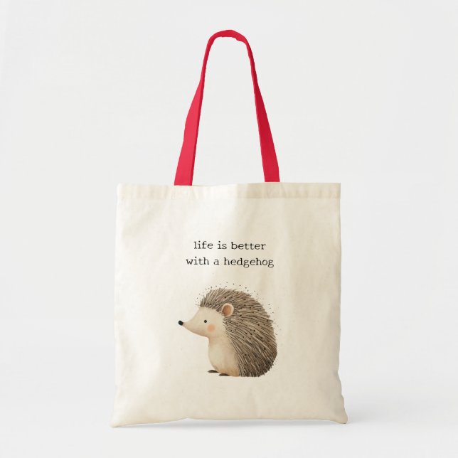 Bolsa Tote A vida é melhor com um ouriço-cacheiro (Frente)