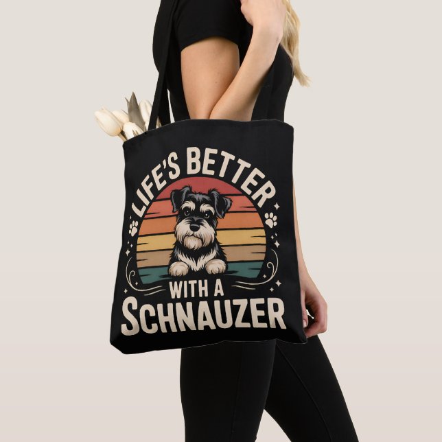 Bolsa Tote A Vida é Melhor Com Um Schnauzer (Close Up)