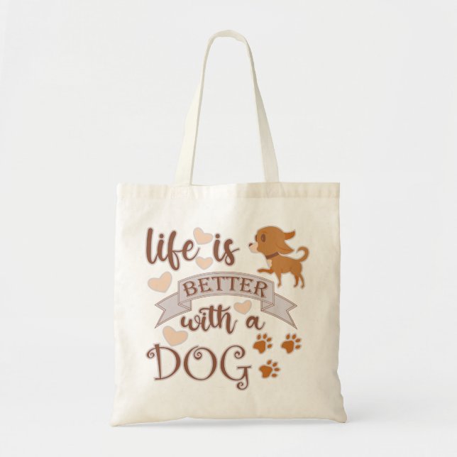 Bolsa Tote A vida é melhor com uma citação engraçada (Frente)