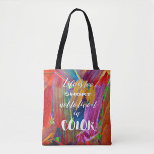Bolsa Tote A vida é moderna abstrato colorido demasiado curt