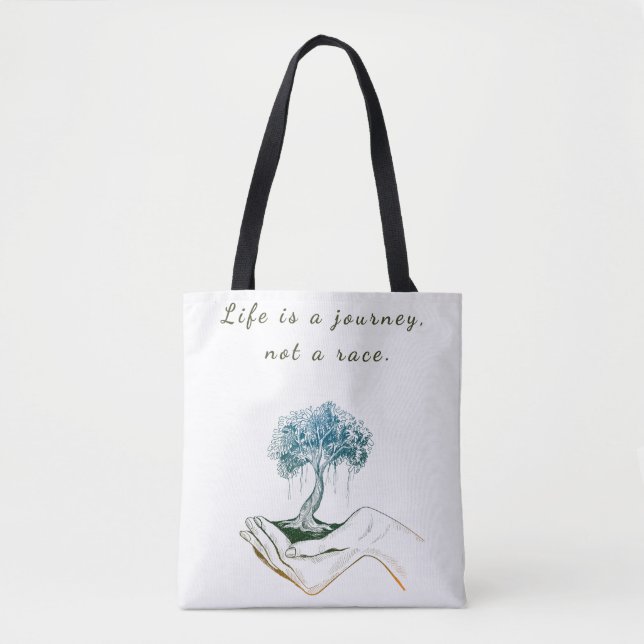 Bolsa Tote A vida é uma jornada, não uma corrida (Frente)