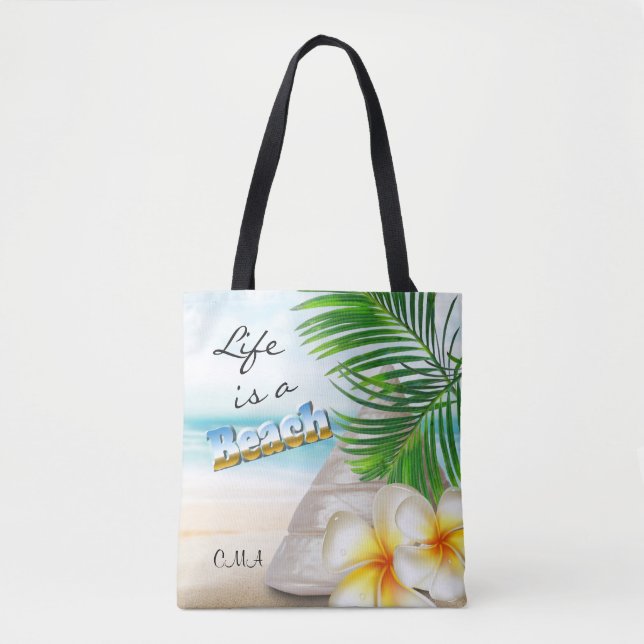 Bolsa Tote A vida é uma praia - tropical (Frente)