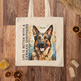 Bolsa Tote A vida moderna é melhor com German shepherd person