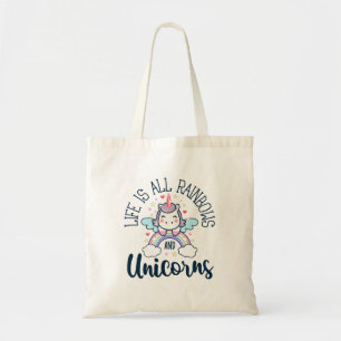 Bolsa Tote A Vida São Todos Arco-íris e Unicórnios Fantasia F