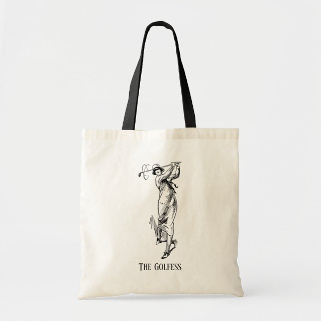Bolsa Tote A Vintage Lady Golfer (Frente)