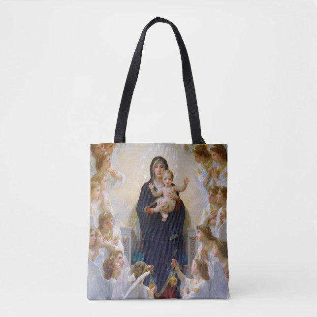 Bolsa Tote A Virgem com Anjos, Bouguereau (Frente)