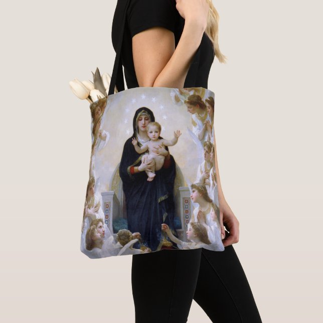 Bolsa Tote A Virgem com os Anjos por William Bouguereau (Close Up)