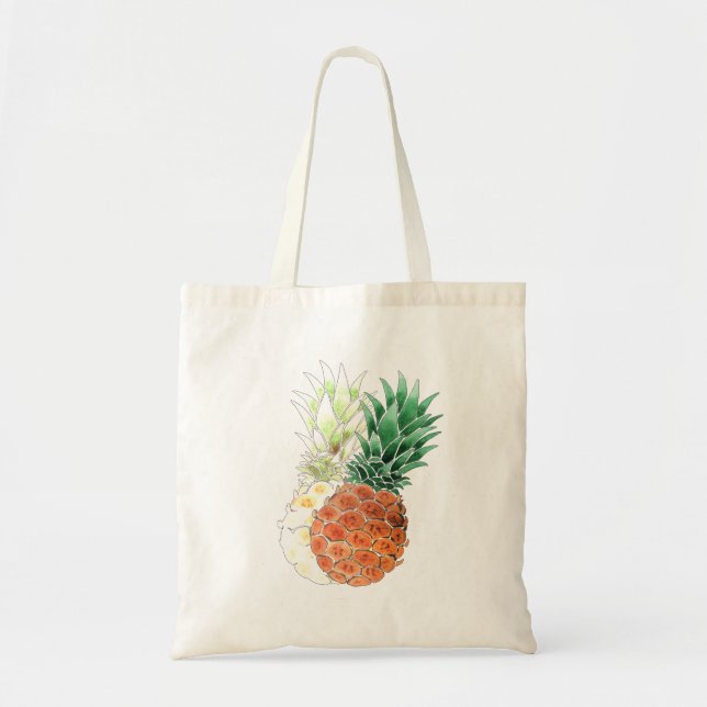 Bolsa Tote Abacaxi, aquarela. (Frente)