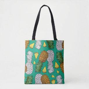 Bolsa Tote Abacaxi com folhas, pequenos pedaços. Pat sem cos