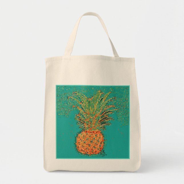 Bolsa Tote Abacaxi de Festa-Abacaxi abstrato em Brilho  (Frente)
