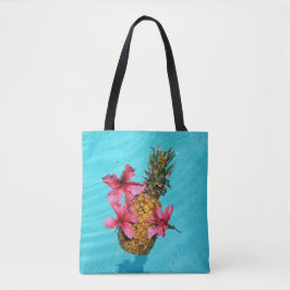 Bolsa Tote Abacaxi e Hibiscus flutuantes