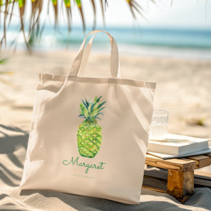 Bolsa Tote Abacaxi Elegante em Aquarela Linda Fruta Tropical
