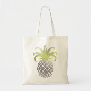 Bolsa Tote Abacaxi em prata e dourado da PixDezines