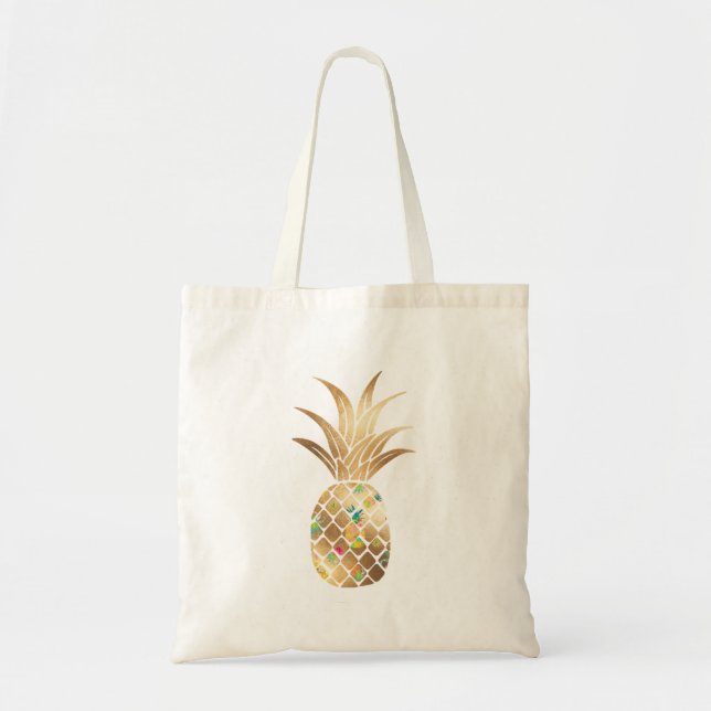 Bolsa Tote Abacaxi, Faux Dourado+Colagem (Frente)