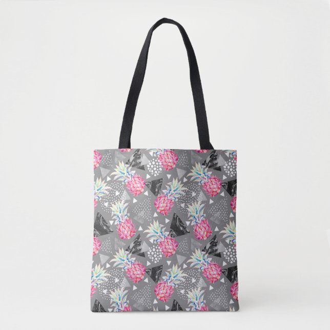 Bolsa Tote Abacaxi geométrico teste padrão Textured (Frente)