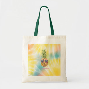 Bolsa Tote Abacaxi Legal, Tinta Tie Dye Arco-íris Aquarela