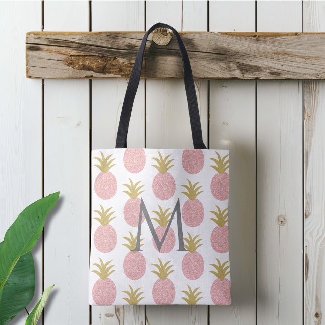 Bolsa Tote Abacaxi Monogramado com Brilho Rosa (Criador carregado)