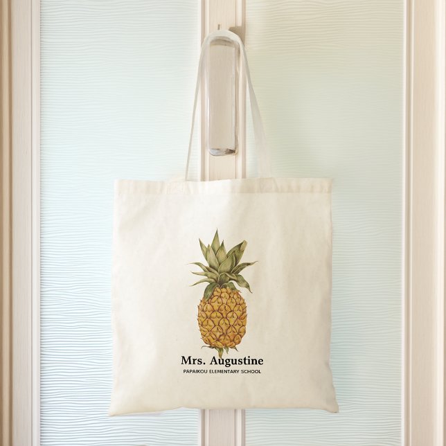 Bolsa Tote Abacaxi Personalizado da Escola de Professores (Personalized Teacher School Pineapple Tote Bag)