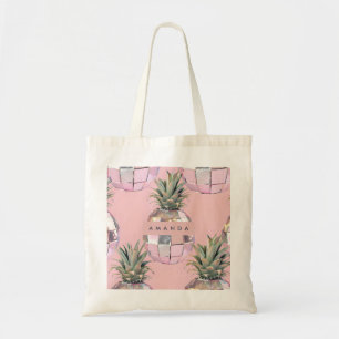 Bolsa Tote Abacaxi Rosa Metálico Disco Glam Personalizado