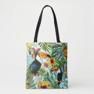 Bolsa Tote Abacaxi tropical da palma do paraíso de Toucan