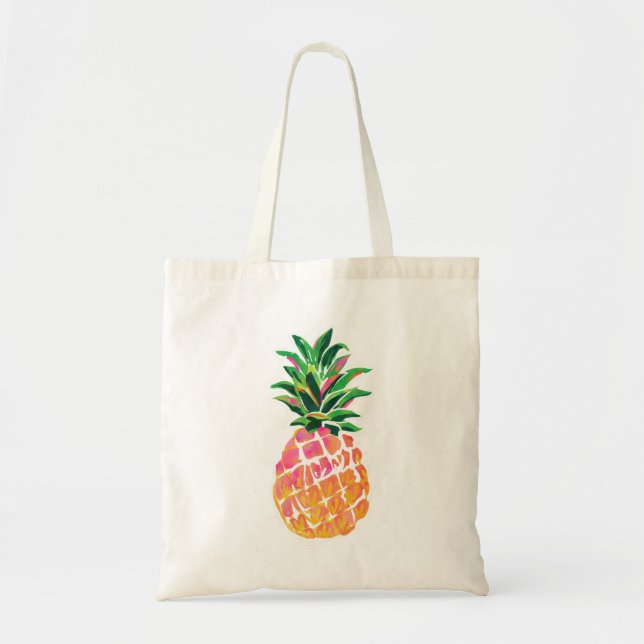 Bolsa Tote Abacaxi tropical havaiano alegre (Frente)