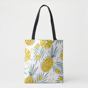Bolsa Tote Abacaxis suculentos: padrão de safra brilhante.