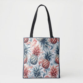 Bolsa Tote Abacaxis Vermelhos, Brancos e Azuis