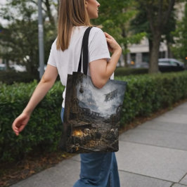 Bolsa Tote Abandoned Port — Pirate Harbor Scene Poster