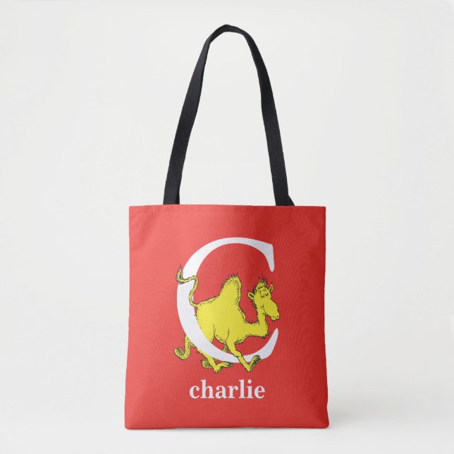 Bolsa Tote ABC do Dr. Seuss: Letra C - Branco | Adicione seu  (Frente)
