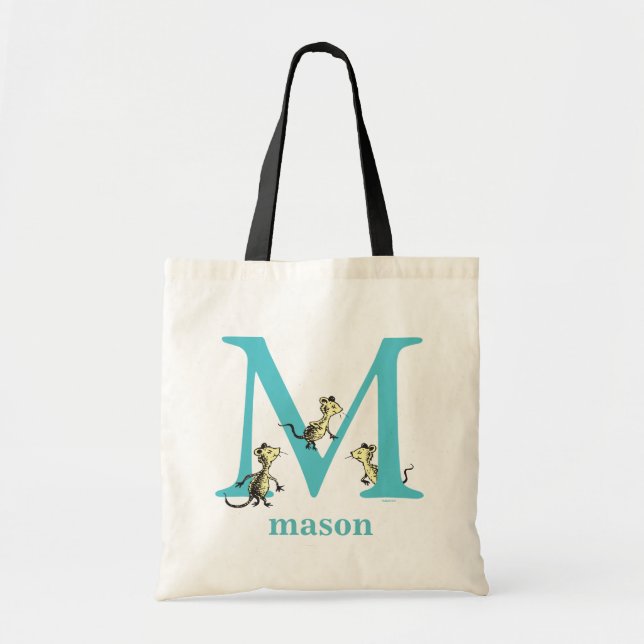 Bolsa Tote ABC do Dr. Seuss: Letra M - Azul-verde | Adicione  (Frente)